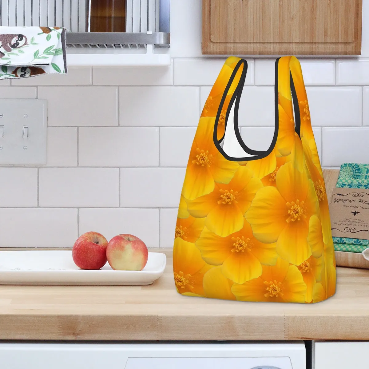 Folding Shopping Bag (Polyester with storage pouch) Field Poppy 1