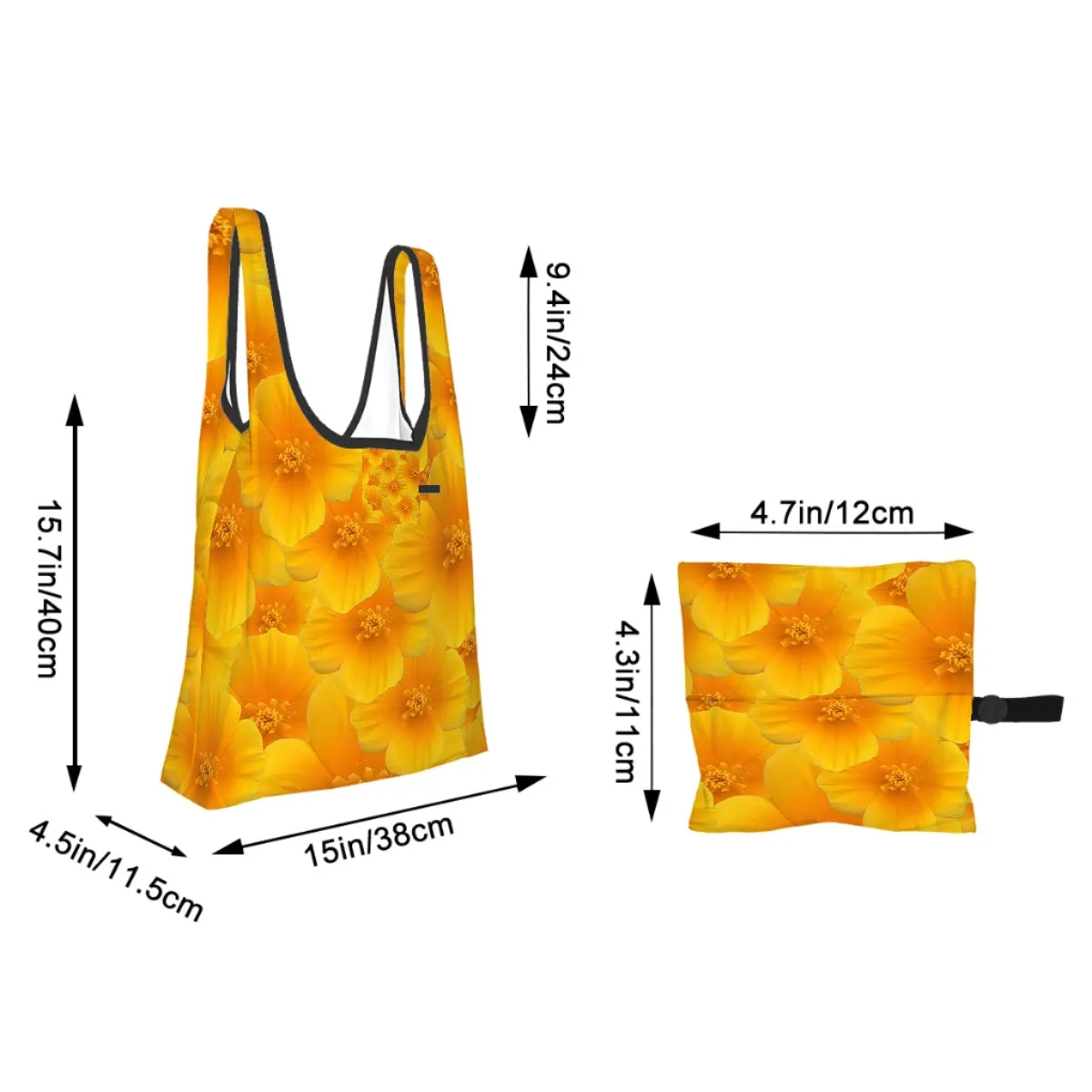 Folding Shopping Bag (Polyester with storage pouch) Field Poppy 1