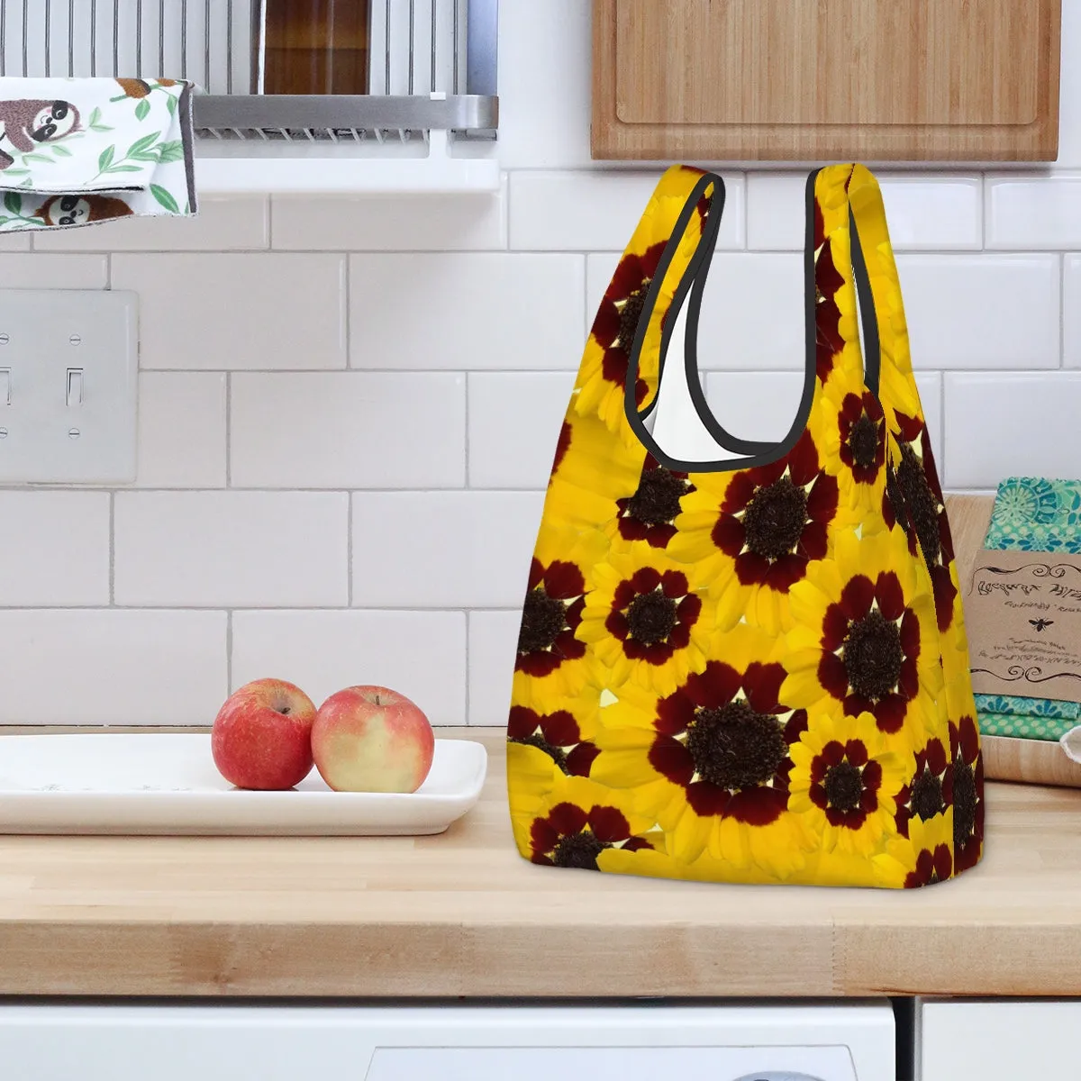 Folding Shopping Bag (Polyester with storage pouch) Golden Tickseed 1