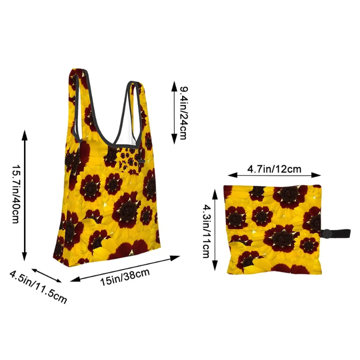 Folding Shopping Bag (Polyester with storage pouch) Golden Tickseed 1