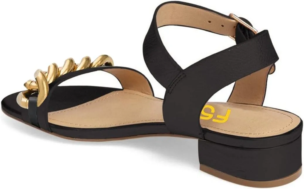 FSJ Women Casual Open Toe Block Low Heel Ankle Strap Sandals Comfort Summer Shoes Size 4-15 US