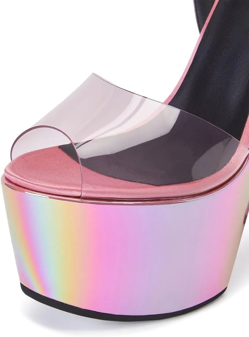 FSJ Women Super High Block Chunky Platform Heel Peep Toe Ankle Strap Sandals Sexy Slingback Buckle Prom Pump Shoes Size 4-16 US