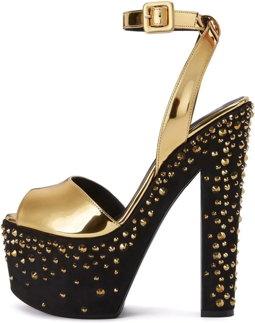 FSJ Women Super High Block Chunky Platform Heel Peep Toe Ankle Strap Sandals Sexy Slingback Buckle Prom Pump Shoes Size 4-16 US