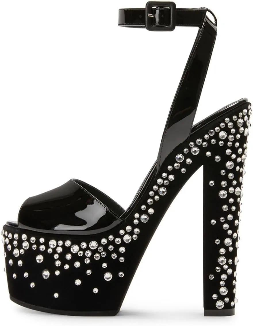 FSJ Women Super High Block Chunky Platform Heel Peep Toe Ankle Strap Sandals Sexy Slingback Buckle Prom Pump Shoes Size 4-16 US
