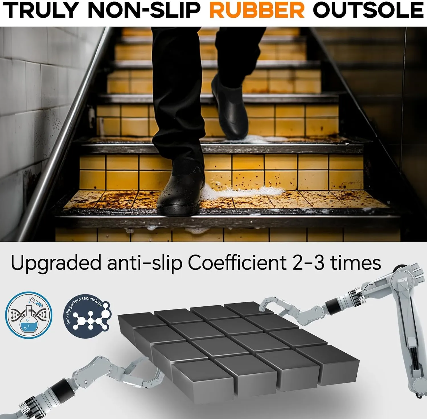 Furuian Non Slip Work Shoes for Men - Black - All Black - Waterproof - Oil Resistant - Food Service - Lightweight - Kitchen - Chef - Restaurant, Hospital - Zapatos Antideslizantes para Hombre