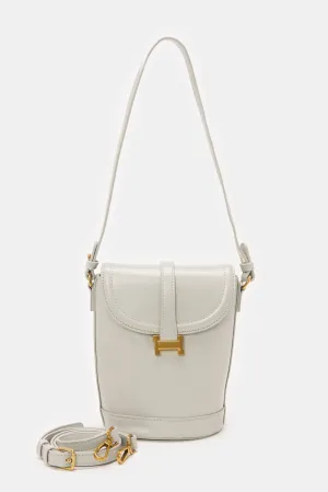Grey Women Detachable Handle Handbag