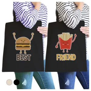 Hamburger And Fries BFF Matching Canvas Bags Cute Friends Gifts