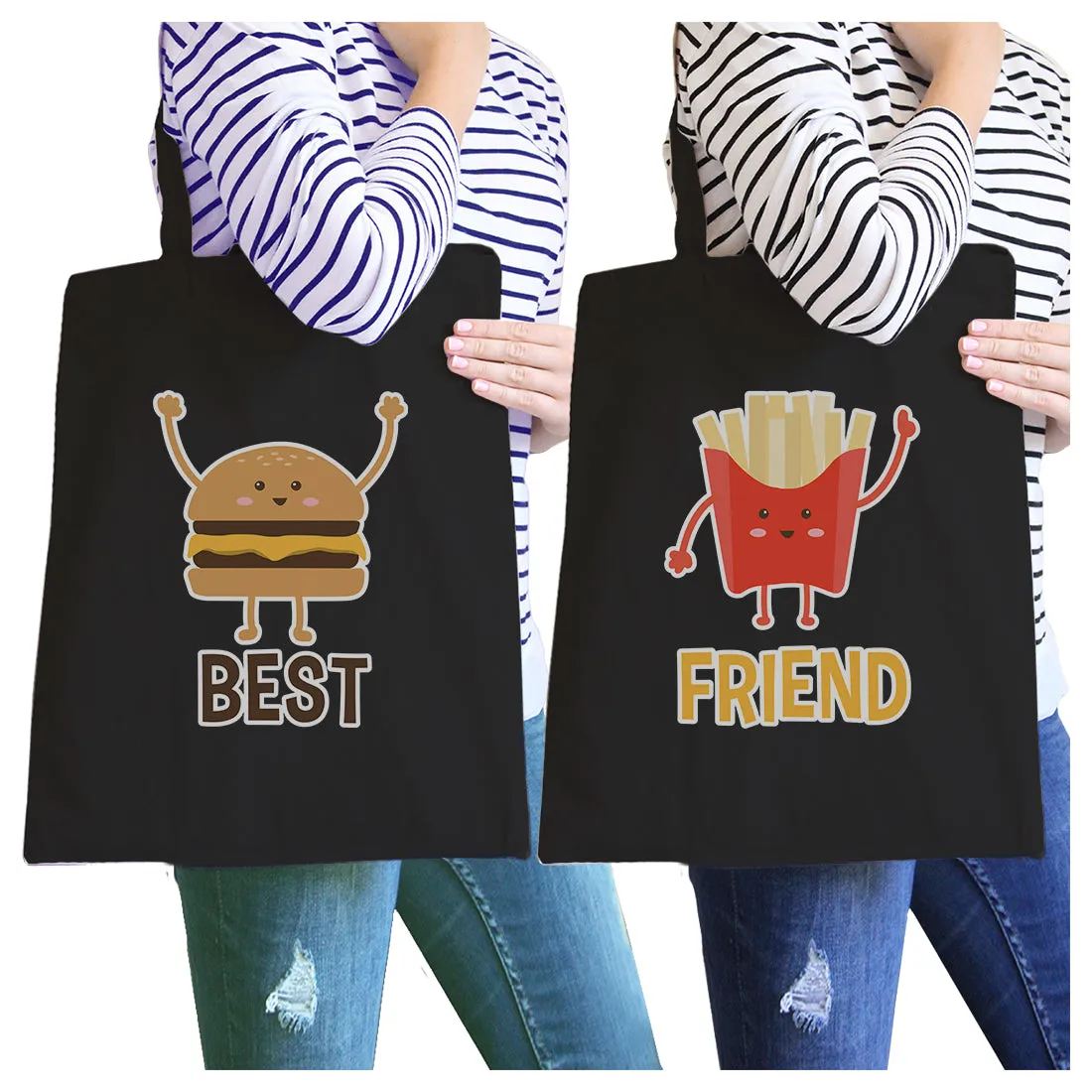 Hamburger And Fries BFF Matching Canvas Bags Cute Friends Gifts
