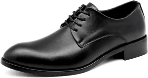 HOOENG Formal Shoes for Men Lace Up Round Toe Derby Shoes Vegan Leather Low Top Rubber Sole Slip Resistant Business (Color : Black, Size : 8.5)