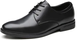 HOOENG Oxford Shoes for Men Lace Up Derby Shoes Round Toe Vegan Leather Low Top Resistant Non Slip Block Heel Classic (Color : Black, Size : 9)