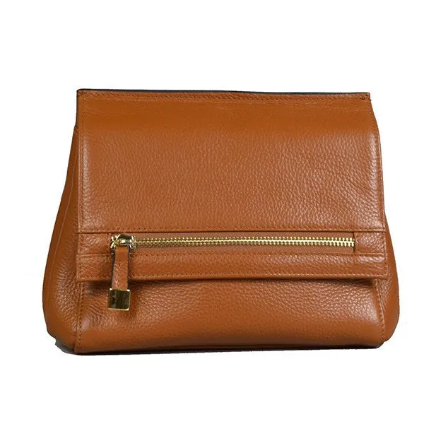 HUNTERS HILL-  Tan Genuine Leather Crossbody Bag