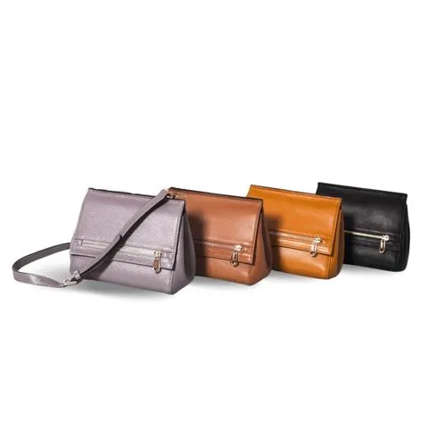 HUNTERS HILL-  Tan Genuine Leather Crossbody Bag