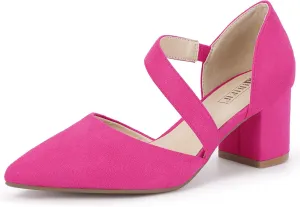 IDIFU IN2 Women's Pumps Closed Toe Strappy Heels Low Block Chunky Heels Dressy Wedding Bride Bridesmaid Prom Graduation Business Dress Shoes for Women Comfortable Formal Pointed Toe Short Small Heels