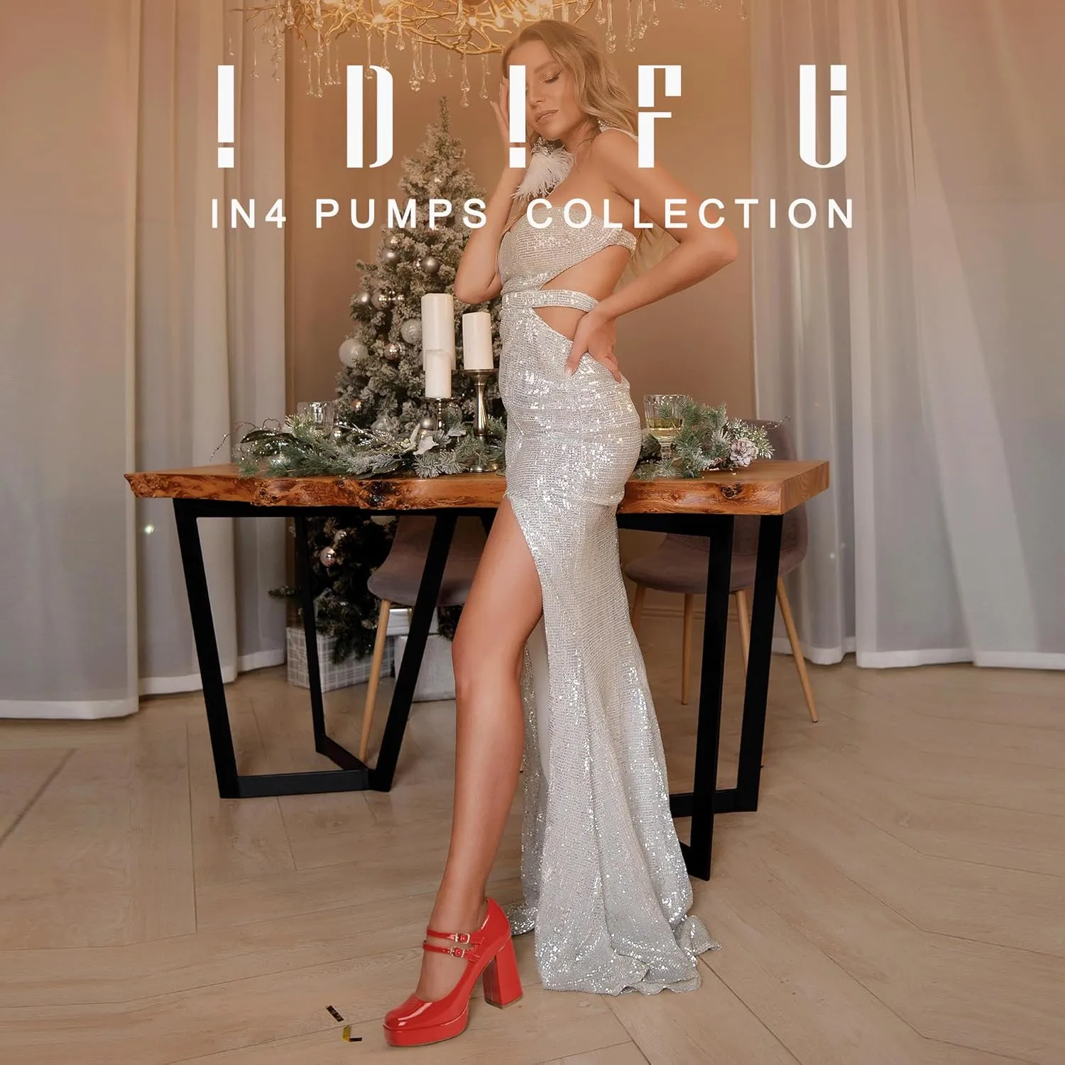 IDIFU IN4 Mary Jane Shoes Platform Chunky High Heels Closed Toe Dress Shoes for Women Wedding Work Business Homecoming Party Shoes Comfortable Casual Dressy Square Toe Heels Pumps