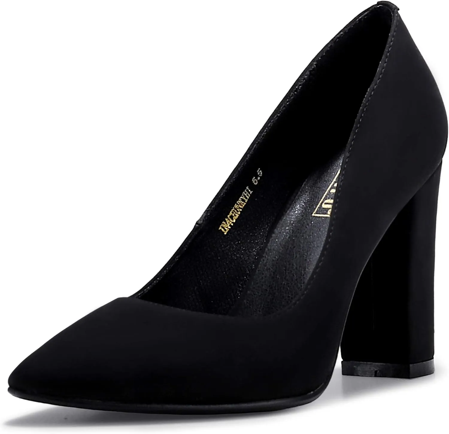 IDIFU Women's IN4 Chunky-HI Block High Heels Closed Pointed Toe Pumps Dress Office Shoes for Women