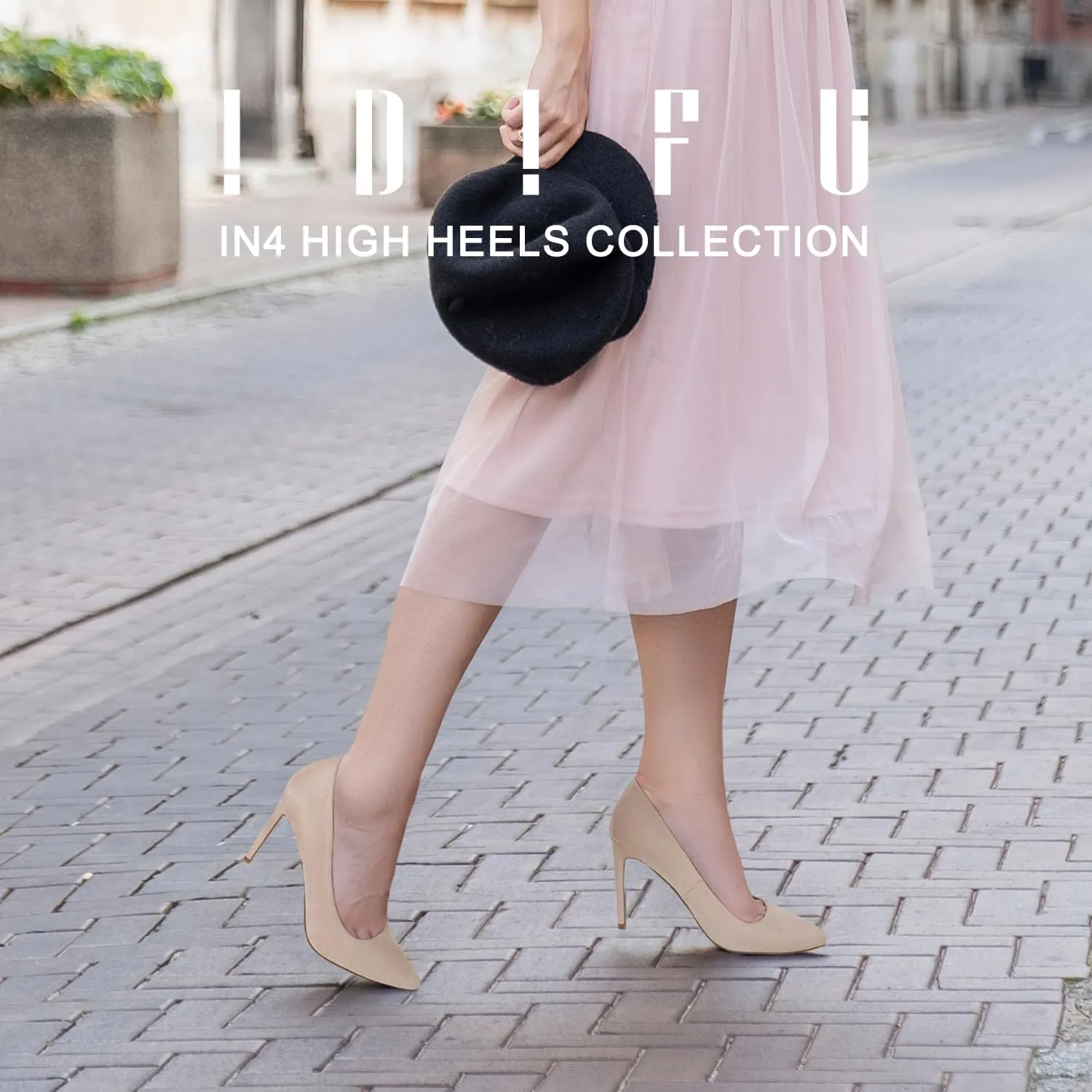 IDIFU Women's IN4 Classic Pointed Toe High Heels Pumps Wedding Dress Office Shoes
