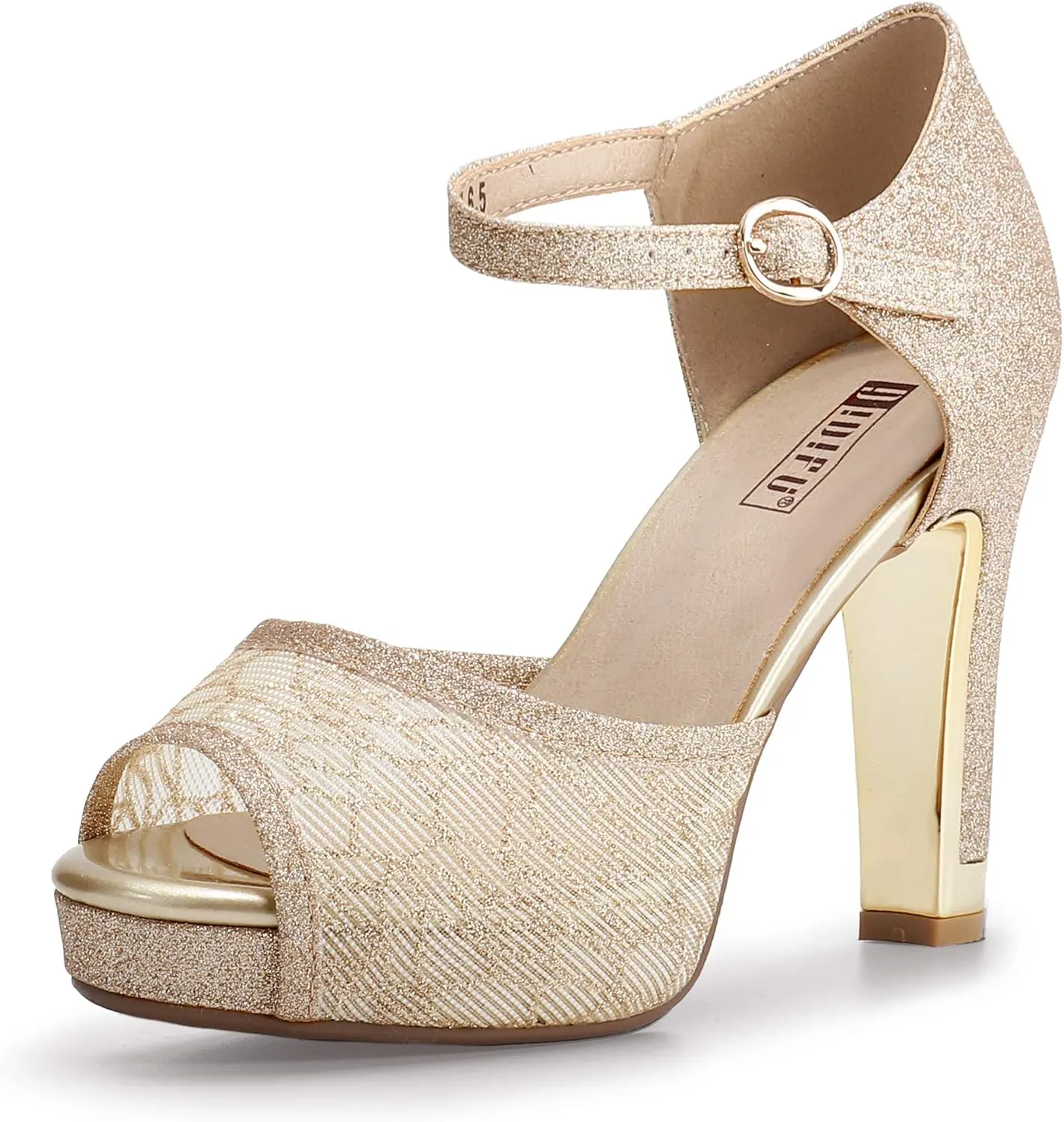 IDIFU Women's IN4 Mary Platform Chunky High Heels Sandals Peep Toe Dress Wedding Bridal Shoes For Women Bride Bridesmaid