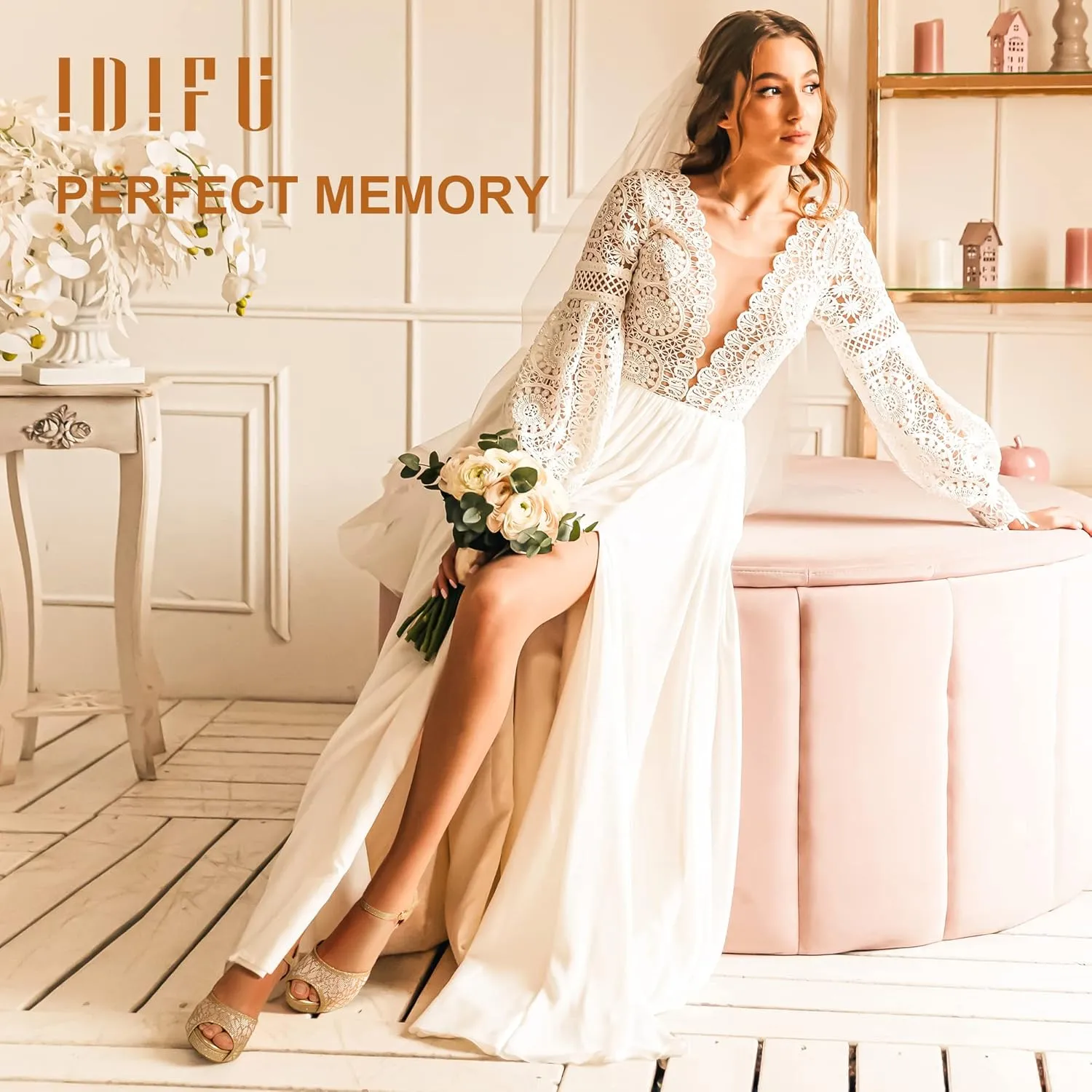 IDIFU Women's IN4 Mary Platform Chunky High Heels Sandals Peep Toe Dress Wedding Bridal Shoes For Women Bride Bridesmaid