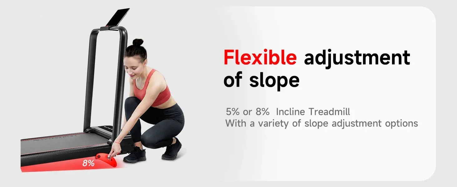 Incline Foldable Treadmill, Walking Pad with Handle Bar 3 Level Incline, 300 Lbs Portable Treadmill for Home Office,
