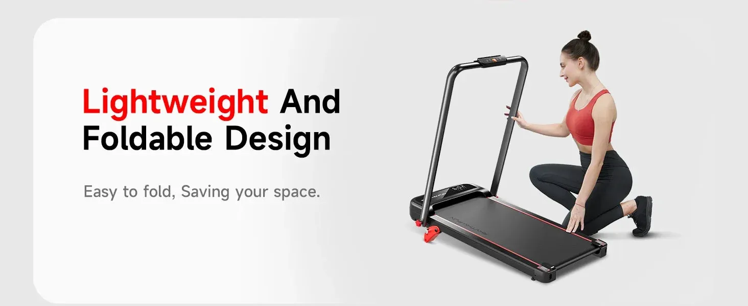 Incline Foldable Treadmill, Walking Pad with Handle Bar 3 Level Incline, 300 Lbs Portable Treadmill for Home Office,