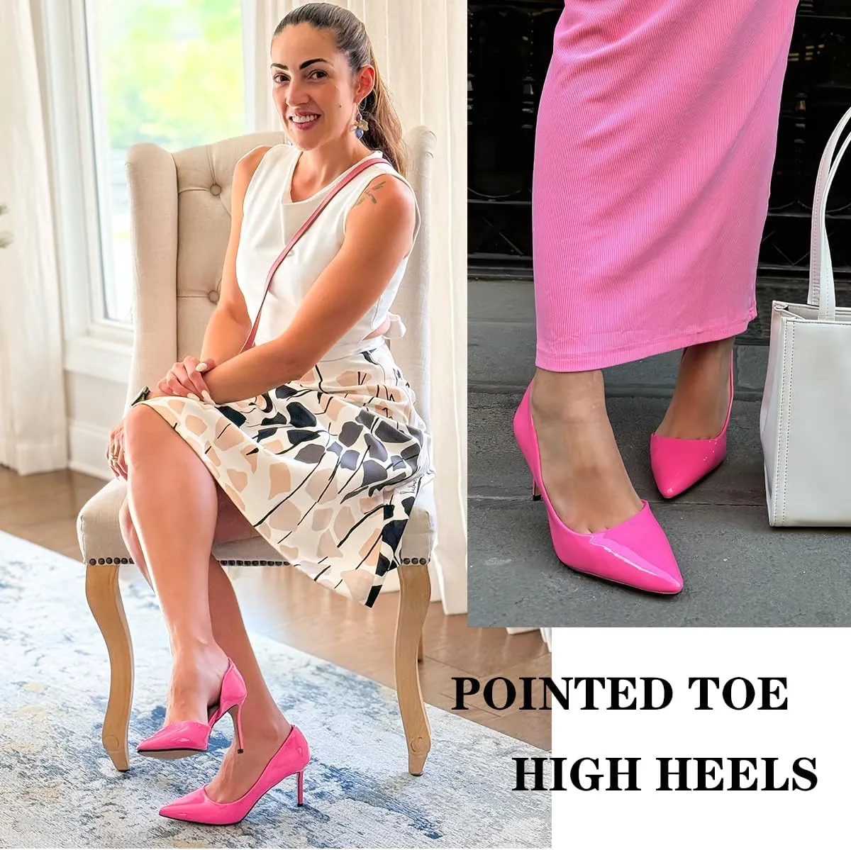 JENN ARDOR Women's Pumps High Heels Pointed Closed Toe Stiletto D'Orsay 3 in Comfortable Soft Wedding Bride Guest Party Dress Classic Elegant Pumps Casual Work Shoes