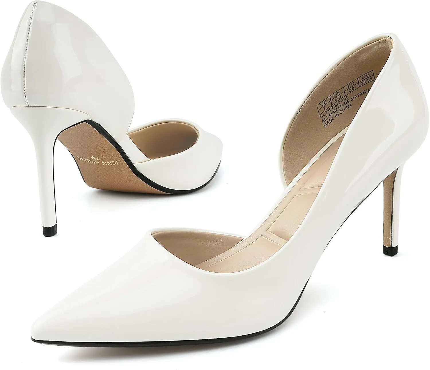 JENN ARDOR Women's Pumps High Heels Pointed Closed Toe Stiletto D'Orsay 3 in Comfortable Soft Wedding Bride Guest Party Dress Classic Elegant Pumps Casual Work Shoes