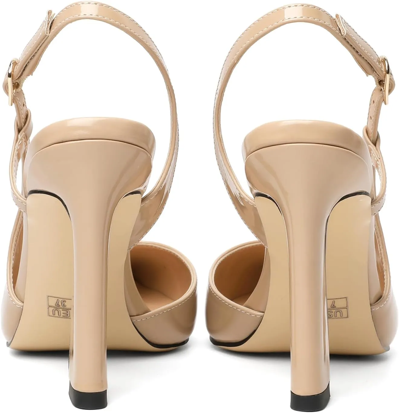 Joseywade Women Slingback Pumps High Stiletto Heel 4 Inch Heeled Sandals Sexy Closed Pointed Toe Flare Heel Dress Shoes