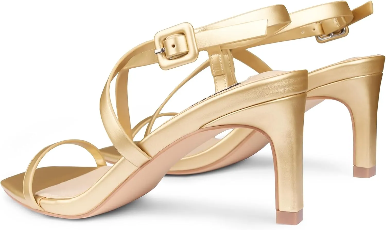 JOY IN LOVE Womens 2.5 Inch Kitten Heels Low Heel Square Open Toe Strappy Sandals