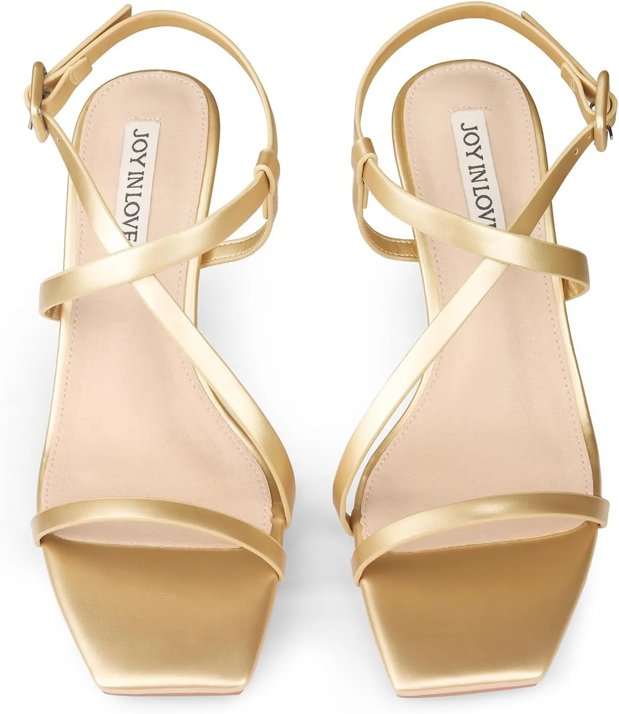JOY IN LOVE Womens 2.5 Inch Kitten Heels Low Heel Square Open Toe Strappy Sandals