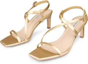 JOY IN LOVE Womens 2.5 Inch Kitten Heels Low Heel Square Open Toe Strappy Sandals