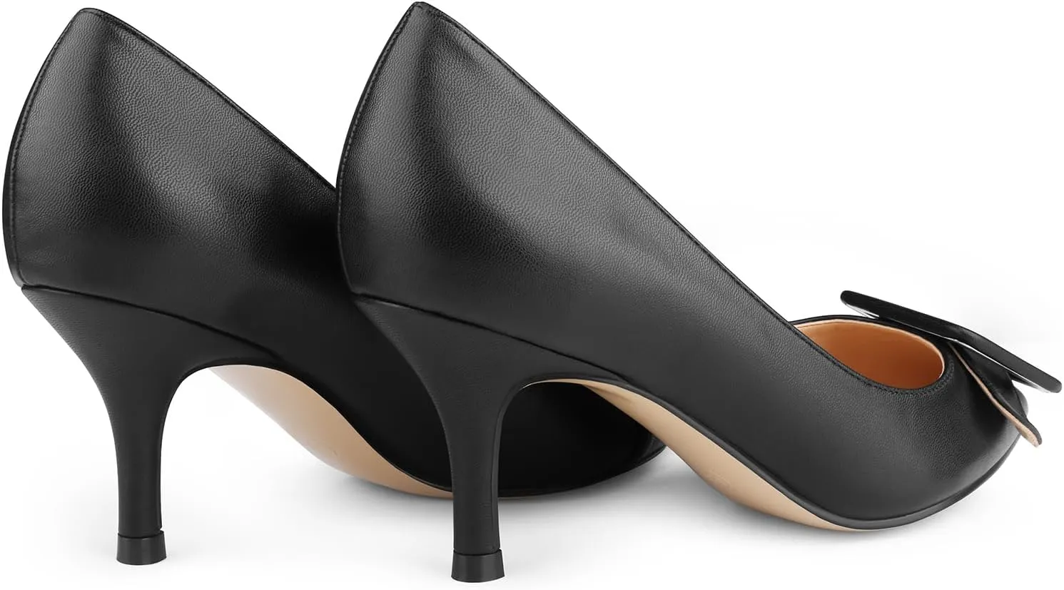 JOY IN LOVE Women's Kitten Heel Pumps Pointed Toe Square-Buckle Office Dress Pump Shoes