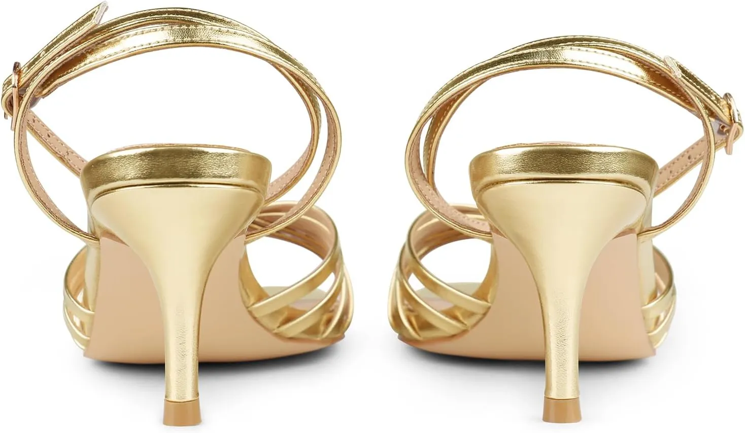 JOY IN LOVE Women's Kitten Low Strappy Heels Ankle Strap Heeled Sandals