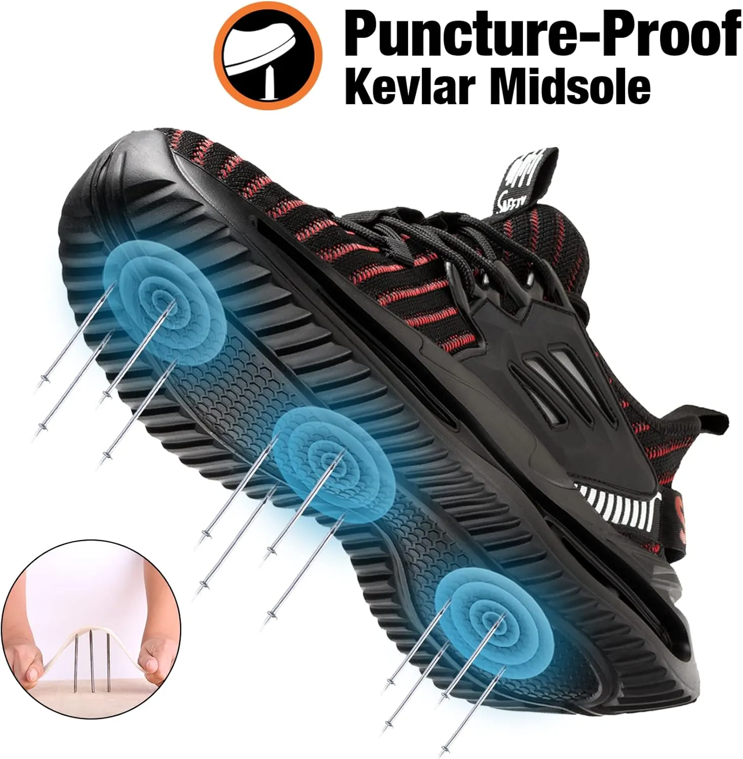 Kezhiho Steel Toe Shoes for Men Lightweight Comfortable Breathable Work Shoes Puncture Proof Slip Resistant Fashion Sneakers Indestructible Construction Industrial Safety Shoes