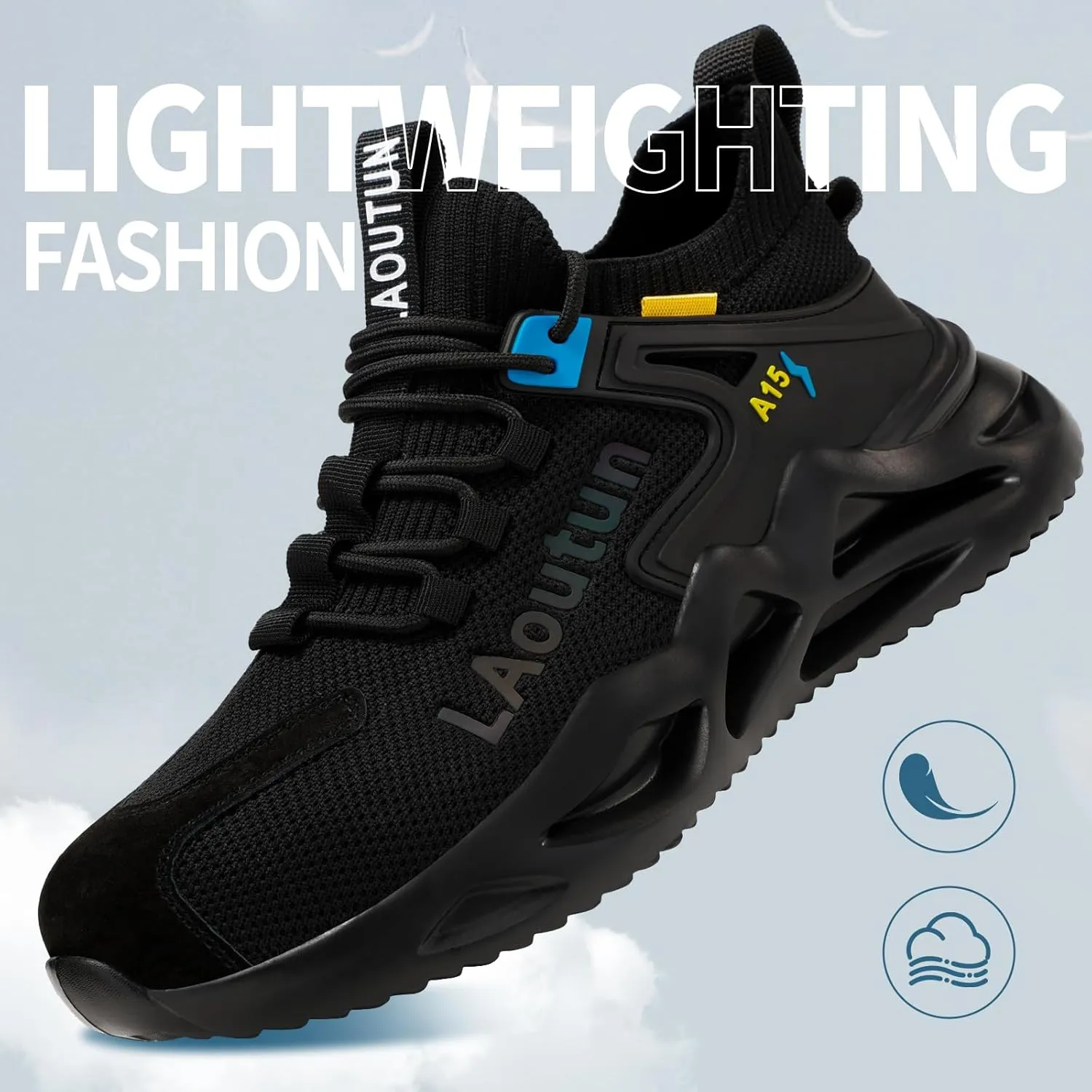 LAoutun Steel Toe Shoes for Men Women Work Shoes Safety Sneakers Shoes Comfortable Lightweight Puncture Proof Slip on Indestructible Work Shoes