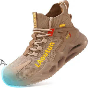 LAoutun Steel Toe Shoes for Men Women Work Shoes Safety Sneakers Shoes Comfortable Lightweight Puncture Proof Slip on Indestructible Work Shoes