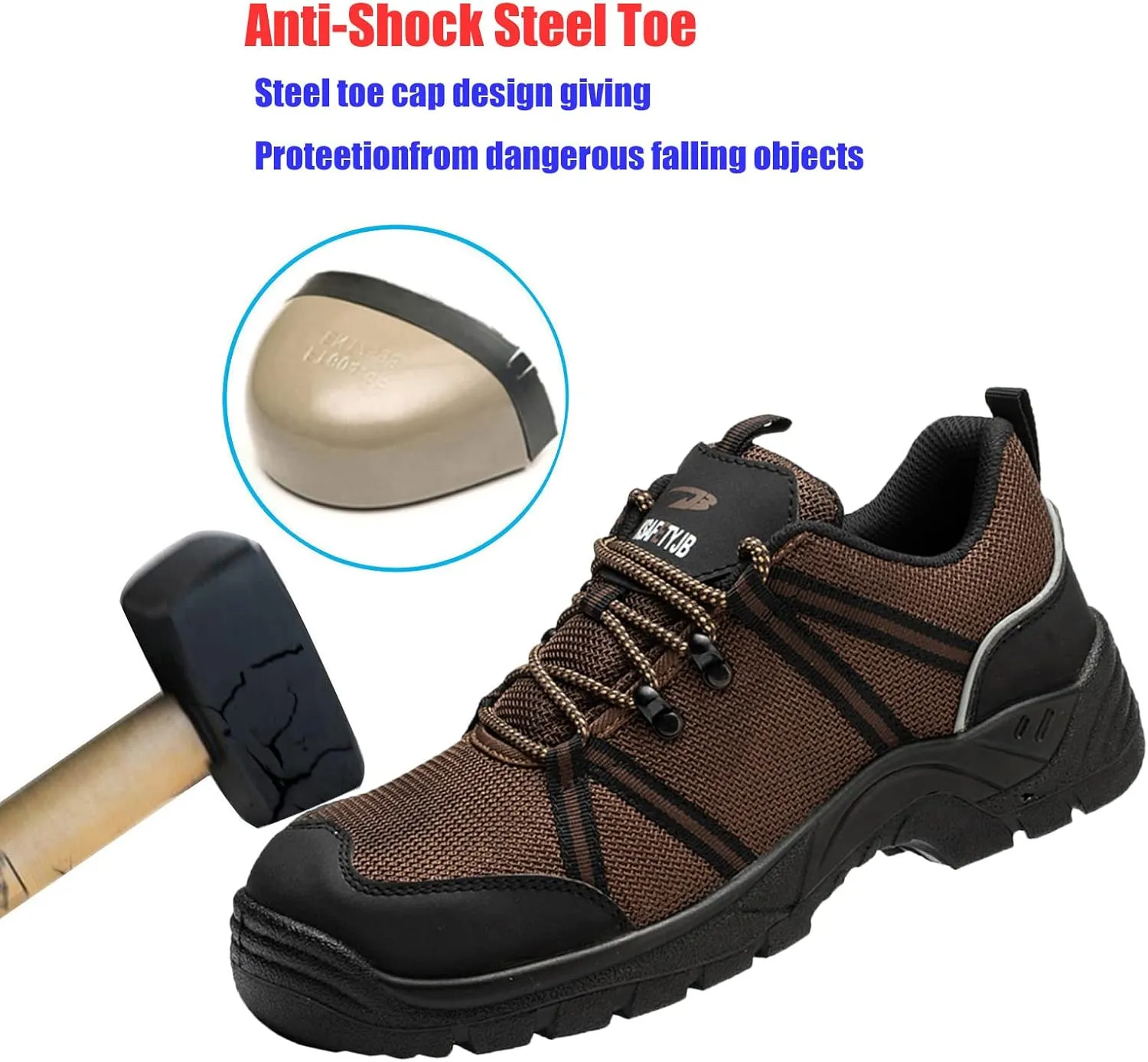 Lightweight Work Safety Sneakers,Work Shoes Provides a Comfortable, Breathable, Long-Term Foot Experience with Flying Woven Upper Material,