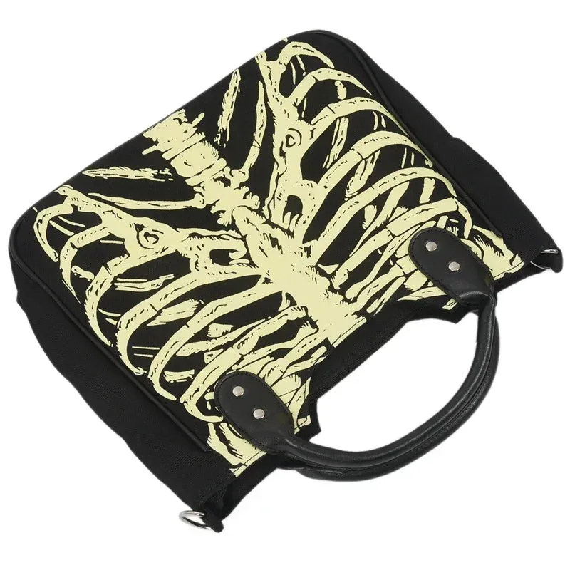 Luminous Gothic Skeleton Bones Skulls Rock Designer Casual Female Punk Crossbody Bag