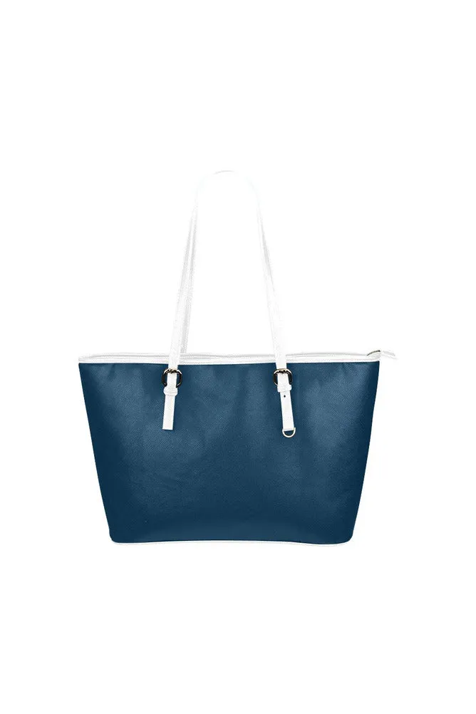 Marine Blue Leather Tote Bag/Small
