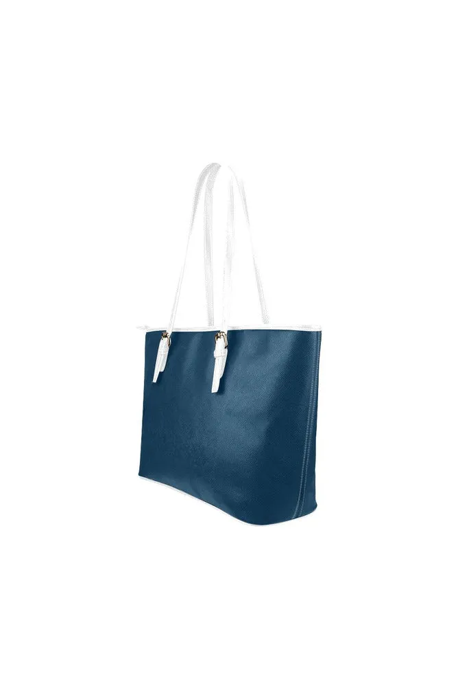 Marine Blue Leather Tote Bag/Small