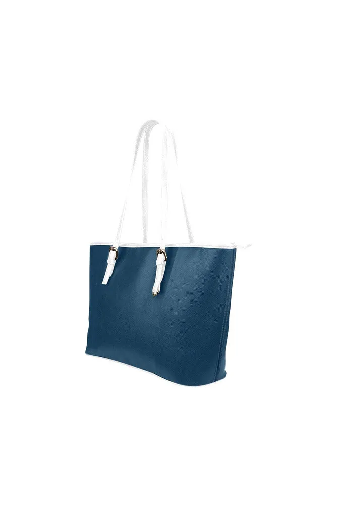 Marine Blue Leather Tote Bag/Small