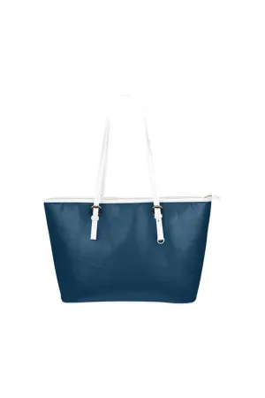 Marine Blue Leather Tote Bag/Small