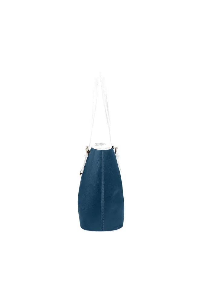 Marine Blue Leather Tote Bag/Small