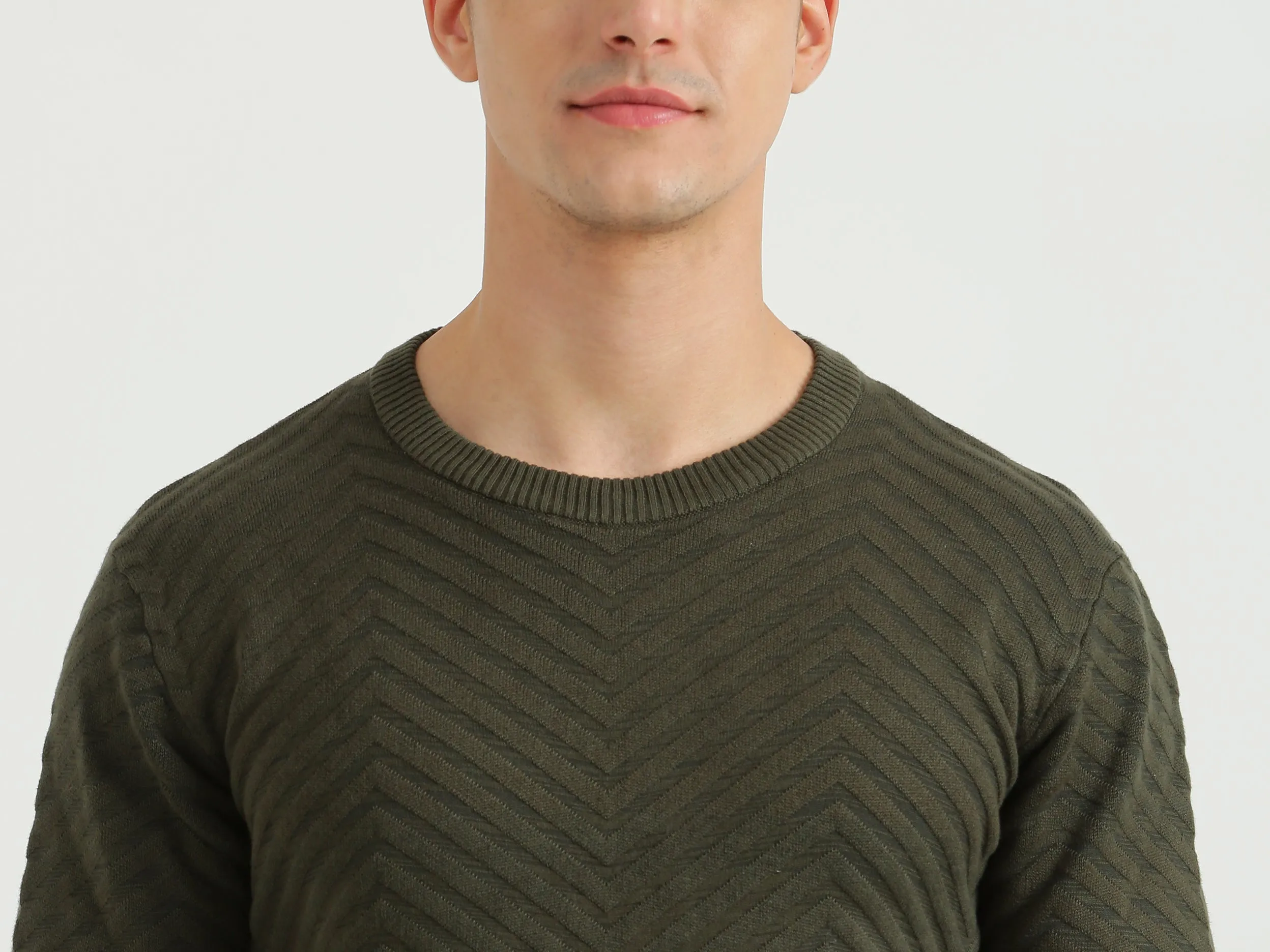 Mens Long Sleeve Textured Sweater