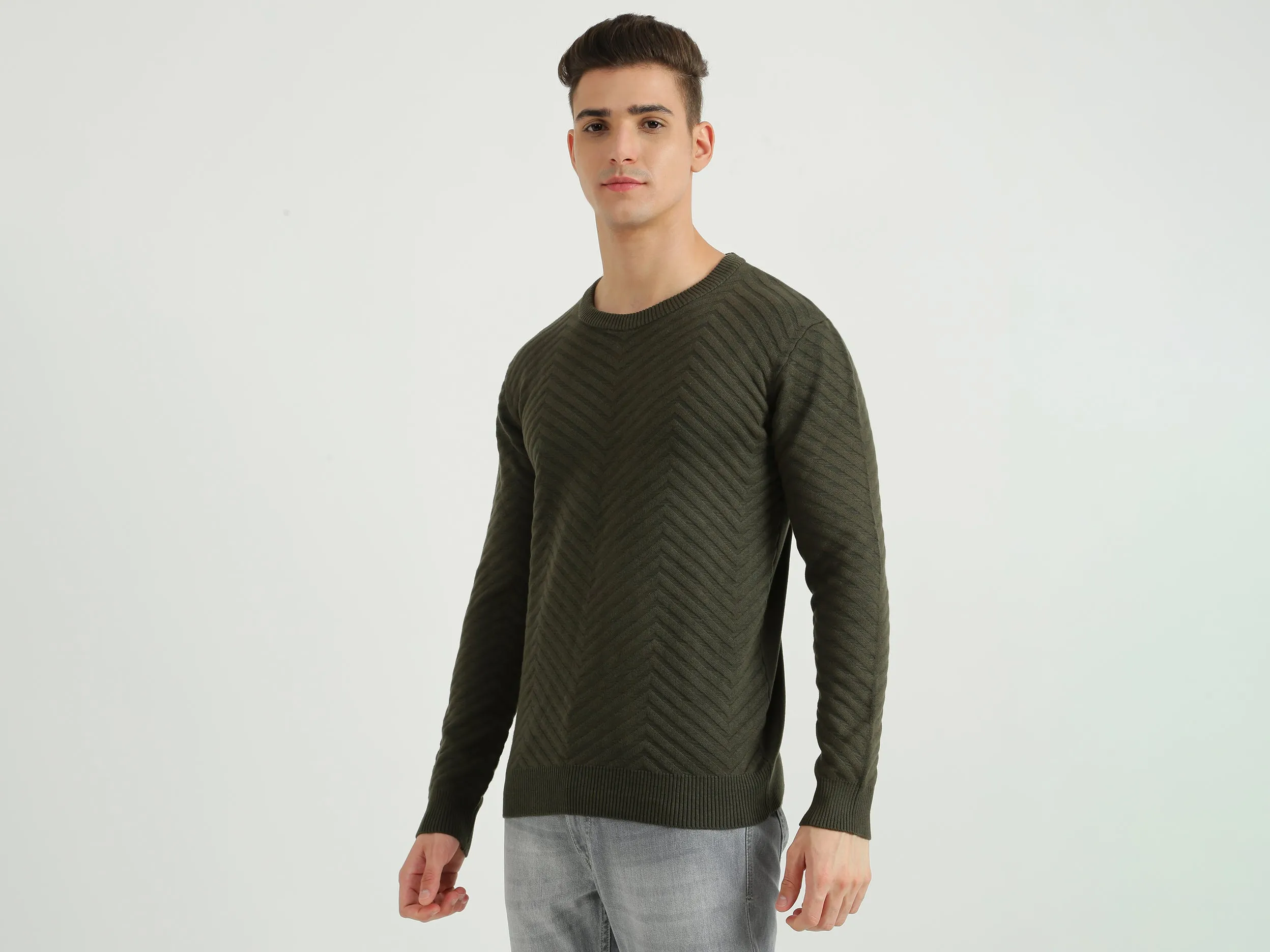 Mens Long Sleeve Textured Sweater