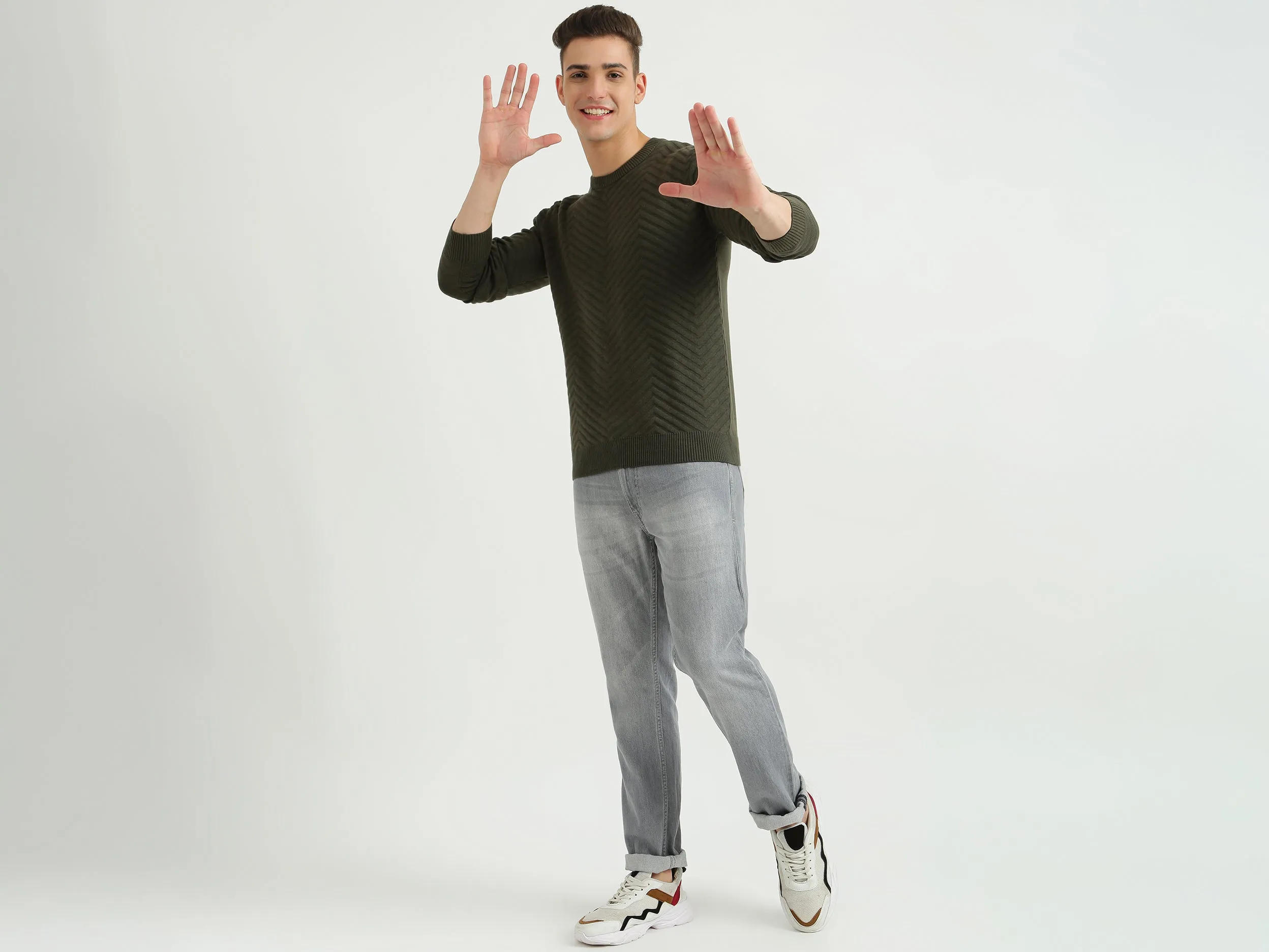 Mens Long Sleeve Textured Sweater