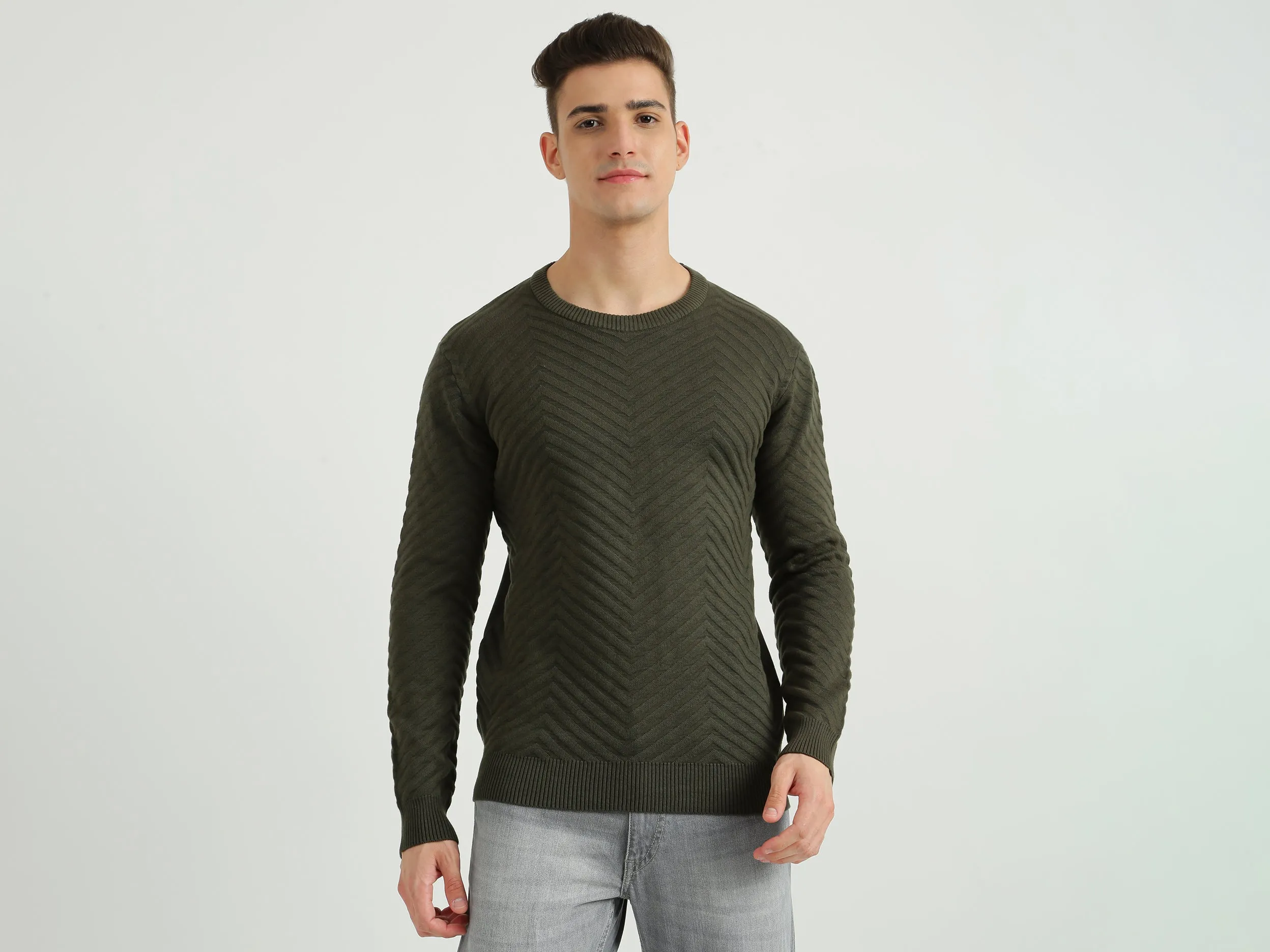 Mens Long Sleeve Textured Sweater