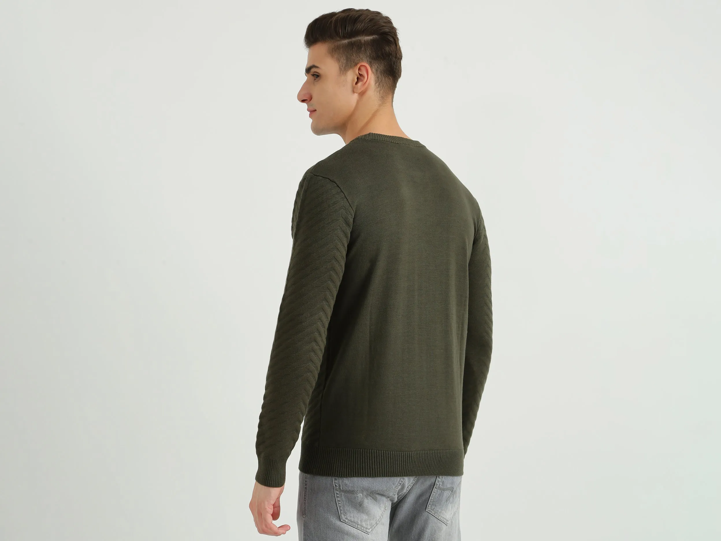Mens Long Sleeve Textured Sweater