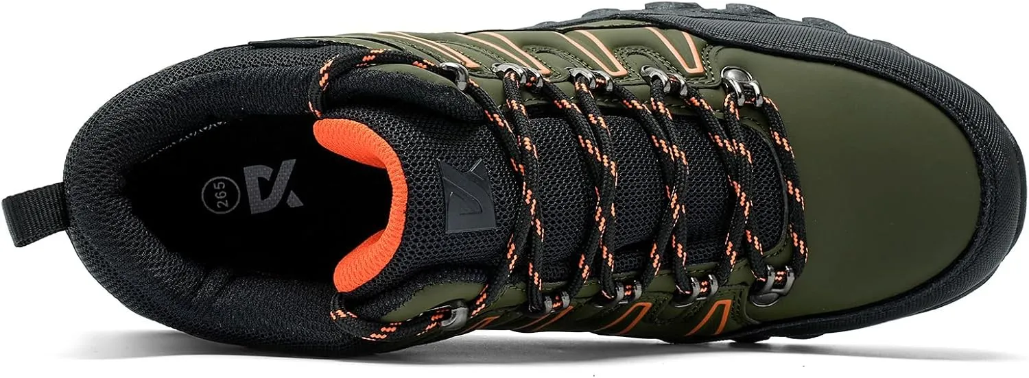 Men's Steel Toe Work Shoes, Black, Indestructible Green, Waterproof, Non Slip, Puncture Proof, Composite Toe, Outdoor, Hiking, Sports, Casual, Winter, Solid, Leather, Athletic Shoes