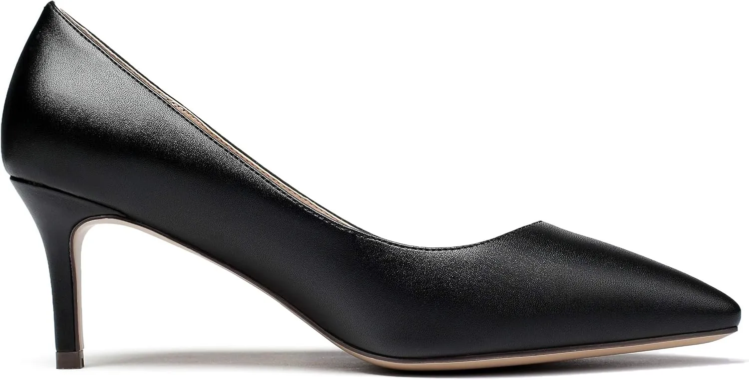 Mettesally Women's Kitten Heels Pointed Toe Suede Pumps Mid Heel Comfortable Slip On Party Dress Shoes