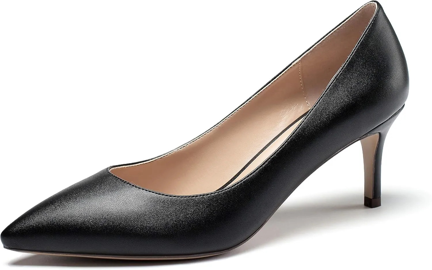 Mettesally Women's Kitten Heels Pointed Toe Suede Pumps Mid Heel Comfortable Slip On Party Dress Shoes